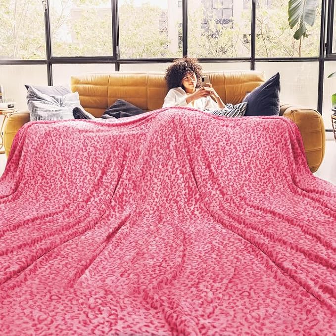 Pink Leopard Print Blanket,Cheetah Throw,Christmas Birthday Gifts for Women | Cheetah Print Blanket, Pink Gifts for Women, Soft Warm Throw Blanket, Ultra Soft Flannel Fabric, King Size Blanket