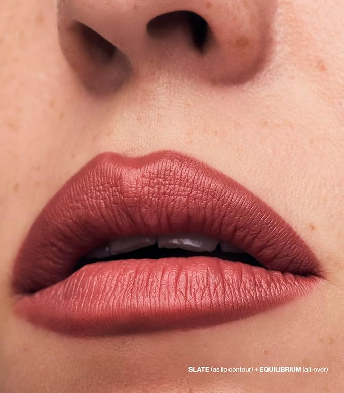 MAKE Beauty Continuum Lip Liner – Long Lasting Creamy Liner with Velvet Matte Finish – Includes Built-In Sharpener and Blending Brush – Highly Pigmented Grayish Taupe Lip Color – Shade, Slate