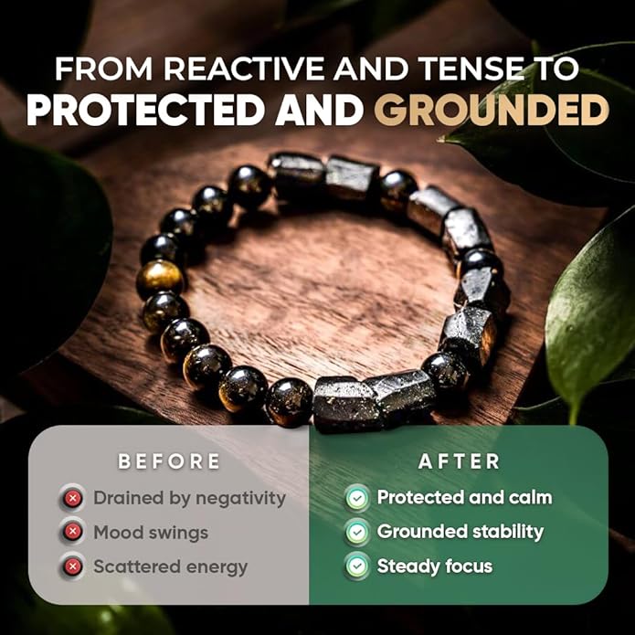Conscious Items Protection Bracelets for Women & Men, Healing Crystal Bracelet with Natural Stones for Energy Shielding, Grounding, Stress, & Negative Energy Protection