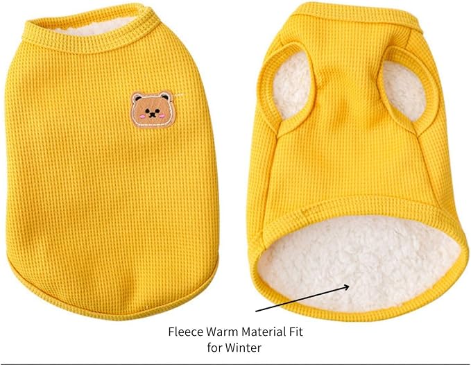 Fleece Cotton Dog Shirt - Winter Warm Lightweight Pet T-Shirts, Soft Breathable Stretchy Sleeveless Vest for Medium Small Dogs