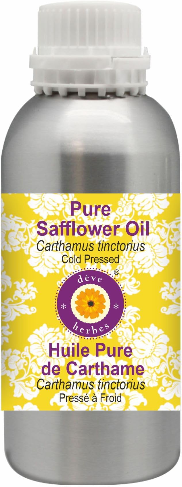 Deve Herbes Pure Safflower Oil (Carthamus tinctorius) Cold Pressed 300ml (10 oz)
