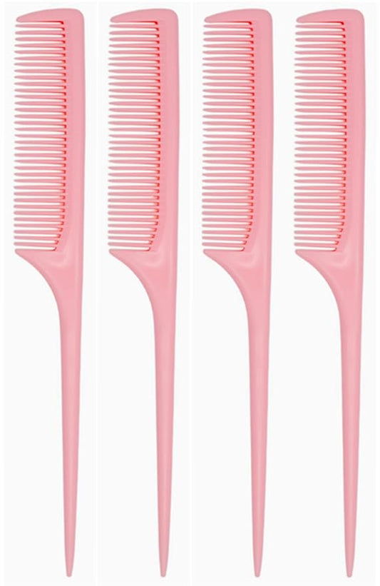 4 Pcs Rattail Combs for Women -Fine Tooth Styling Comb with Ergonomic Handle, Anti-Static Heat-Resistant Professional Hair Parting Tools for Smooth Detangling, Updos & Salon-Perfect Hairstyles.