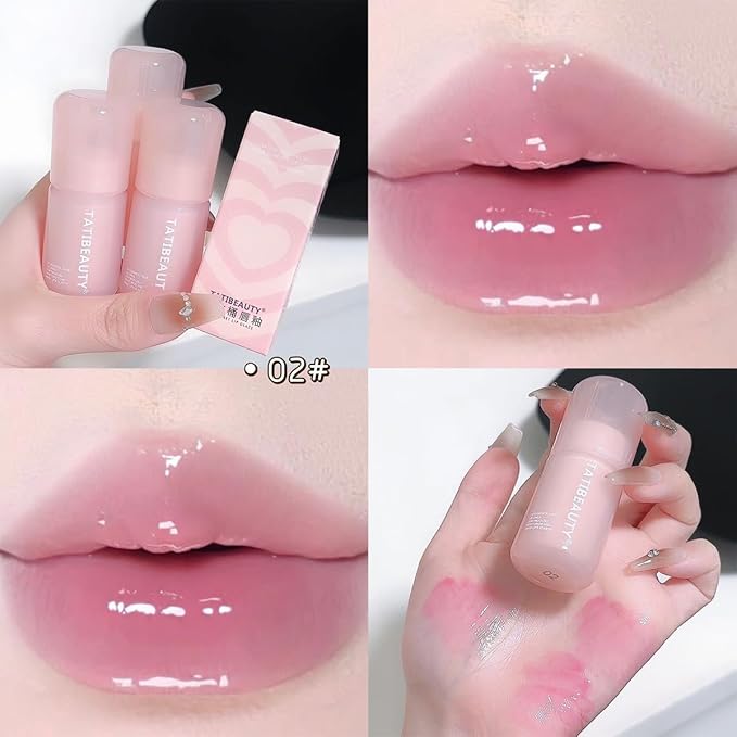 4 Colors Mirror Lip Glaze Makeup,Plumping Hydrating Lip Gloss Set,Long-Lasting Moisturizing Lip Stain,Non-Sticky for Women and Girls