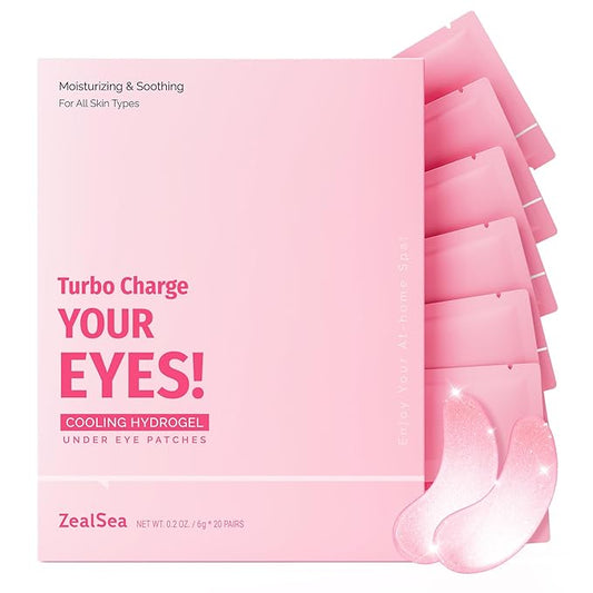 ZealSea Under Eye Patches for Puffy Eyes and Dark Circles, Collagen Under Eye Mask for Dark Circles and Puffiness, Travel Essentials, Eye Gel Pads for Spa Party, Self Care Gifts for Women, 20 Pairs
