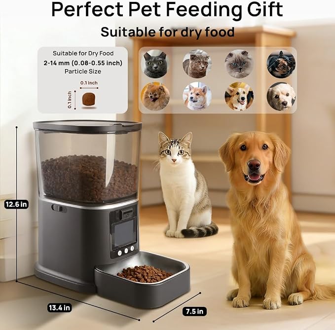 Automatic Cat Feeder with Camera Two-Way Video/Autio 5G WiFi, 5L | 3MP HD, Custom Voice, APP Control Automatic Dog Feeder with Night Vision, Cat Food Dispenser, Automatic Feeder Cat Dry Food