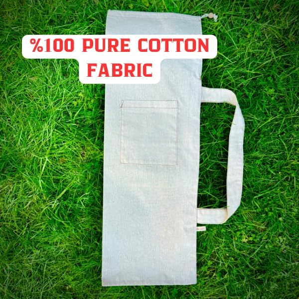 Yoga Mat Bag with min pocket for 8mm Thick Mats (Up to 0.3'') – 100% Raw Cotton Yoga Mat Bags Carrier, Fits Most Yoga & Pilates Mats, Minimalist Design