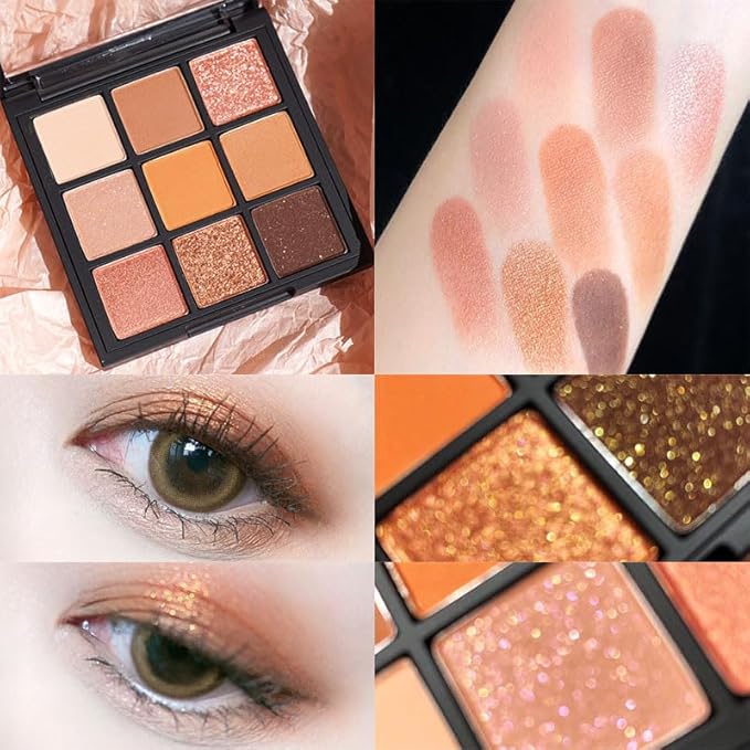 Kayswang 9 Colors Glitter Eyeshadow Makeup Palette, Eye Shadow Powder，Matte High Pigmented Colorful,Creamy Texture, Long LastingEyeshadow Powder Cosmetics,Natural Waterproof (09#)