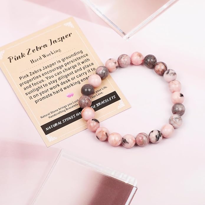 AD Beads Handmade Gemstone Stretch Elastic Bracelet Crystal Healing Reiki Nature's Beauty and Spiritual Essence Unisex