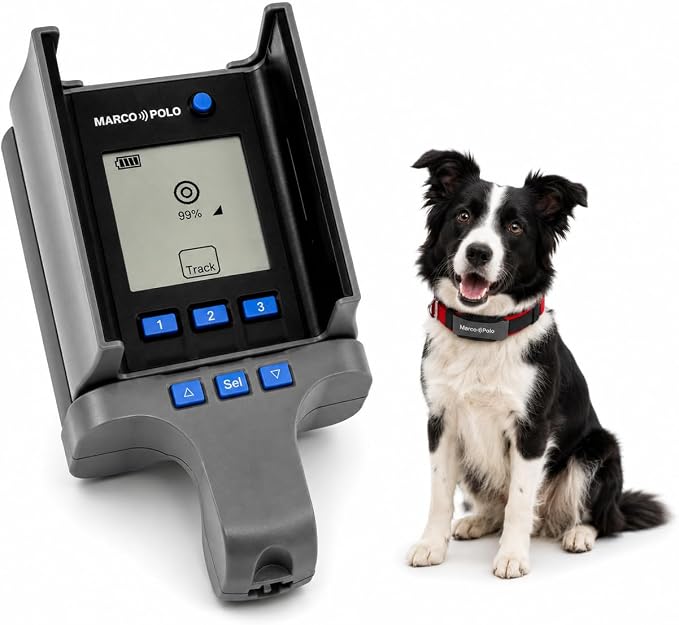 Marco Polo Advanced Pet Tracker for Cats & Dogs - GPS Alternative, No Monthly Fee or Subscription, Waterproof Long Range RF Finder, Anti-Lost Safety Collar Tag (1-Pet System)