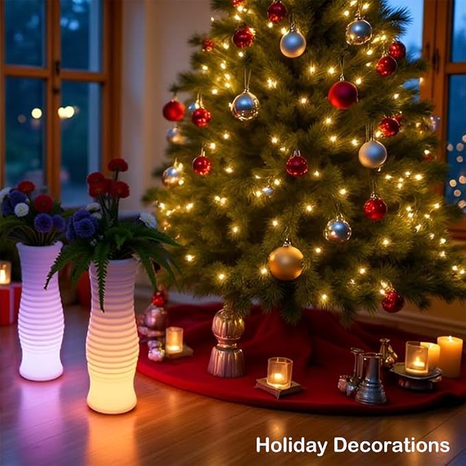 Rechargeable LED Vase Night Light with Remote & 16 Colors ﻿ | 20-in Dimmable LED Mood Lighted Vase for Living, IP65 Waterproof & Sturdy Flower Pot Floor Lamp for Yard Wedding Party Decor