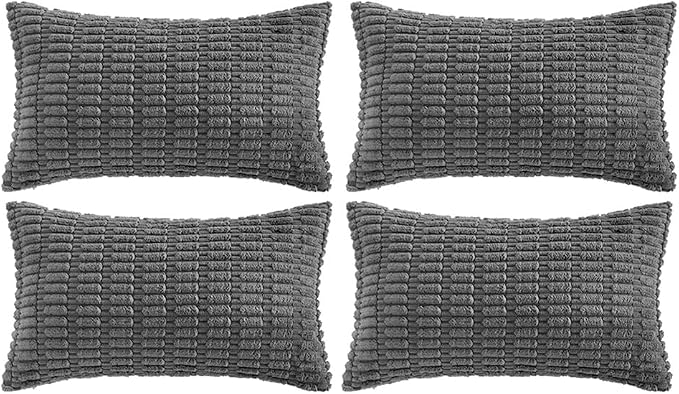 Fancy Homi 4 Packs Decorative Throw Pillow Covers for Living Room Couch Bed, Modern Farmhouse Boho Home Décor Accent Cushion Case, 24" x 16", Dark Gray