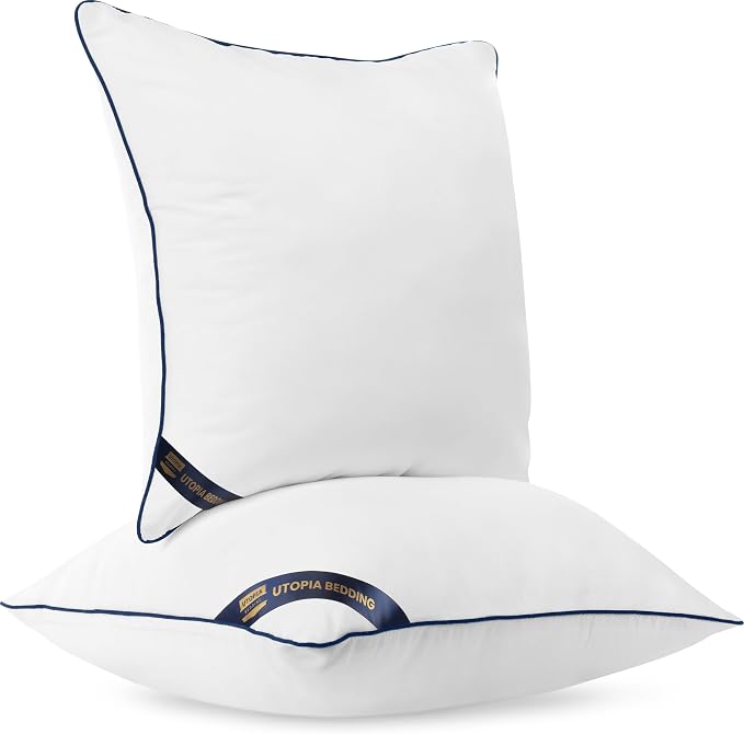 Utopia Bedding 12x12 Throw Pillow Inserts, Decorative Pillows, Pack of 2 | Piping Throw Pillows, Plush & Supportive, Aesthetic Cushion Sham Stuffer for Sofa, Office, Couch & Bed, Set of 2, White