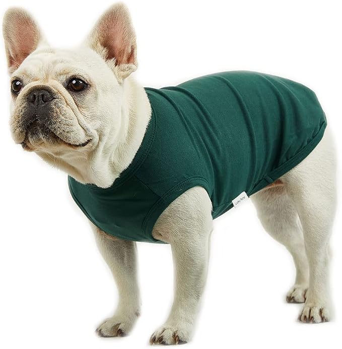 Dog Sleeveless Tank Top Cotton Shirts for Dogs Plain Sleeveless T-Shirts Soft Breathable Cool Dog Shirt pet Clothes (Medium, Green)