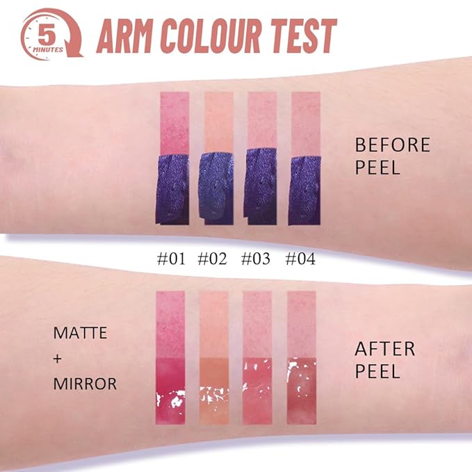 2-in-1 Nude Pink Lip Stain Peel Off & Hydrating Plumping Lip Oil with Tweezer, of Women Long Lasting Waterproof Peel Off Lip liner Tattoo, Highly Pigmented for All Skin Types 02#