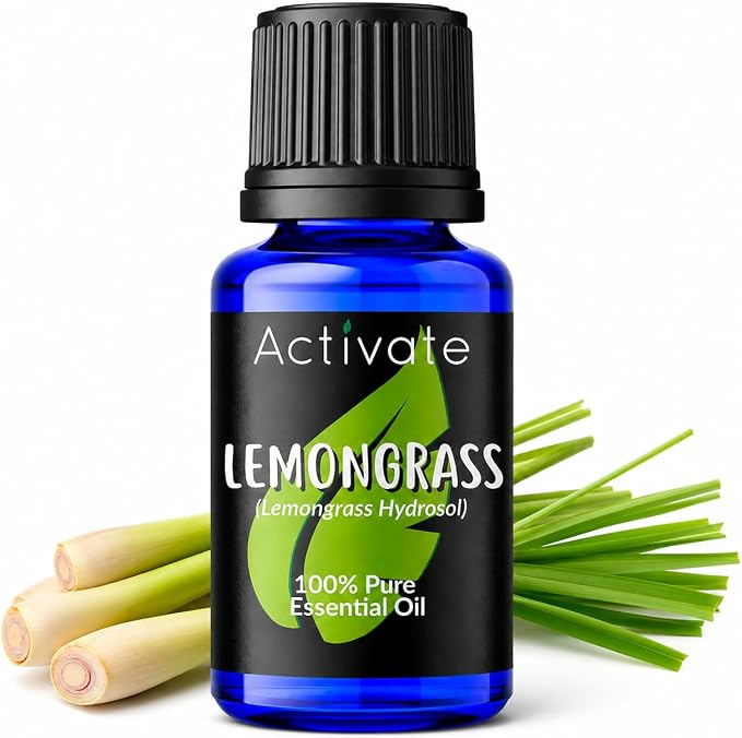 Lemongrass Essential Oil, 100% Pure Steam Distilled Essential Oil for Diffuser, Aromatherapy, Massage, Soap & Candle Making, DIY Blends, Fresh Citrus Aroma, 10 mL