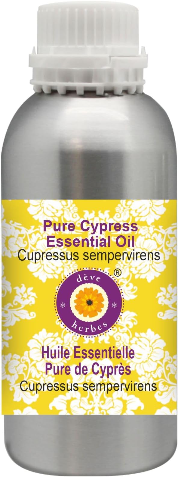 Deve Herbes Pure Cypress Essential Oil (Cupressus sempervirens) Steam Distilled 300ml (10 oz)