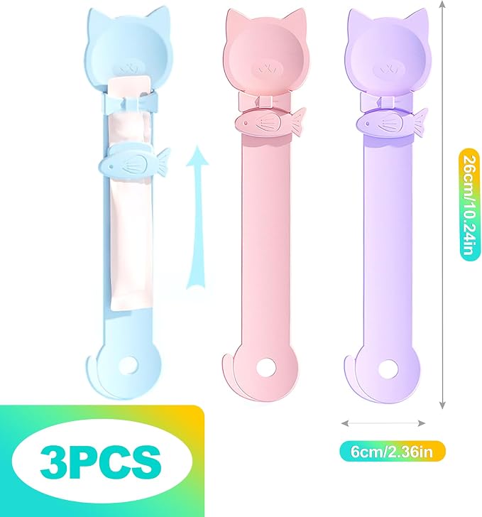 3-Pack Cat Treat Spoon Squeeze – Feeder Spoon for Lickable & Dry Treats, Multi-Use Pet Feeder