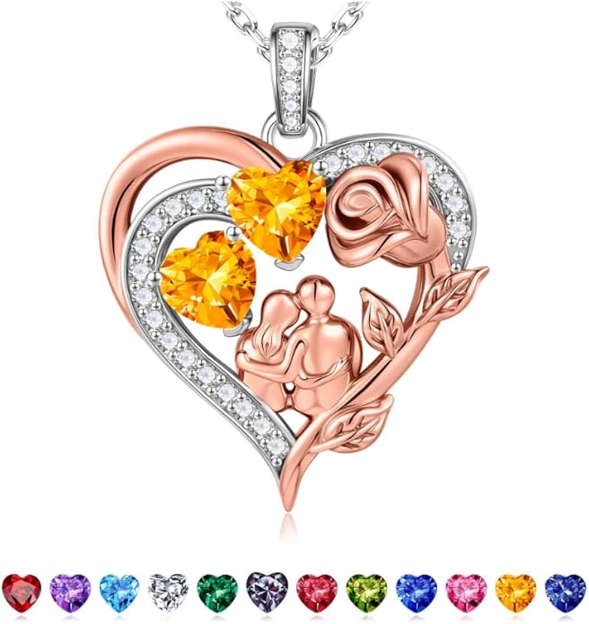 Iefil Valentines Day Gifts for Her - 925 Sterling Silver Birthstone Necklace for Women, Anniversary Birthday Gifts for Wife Girlfriend Mom