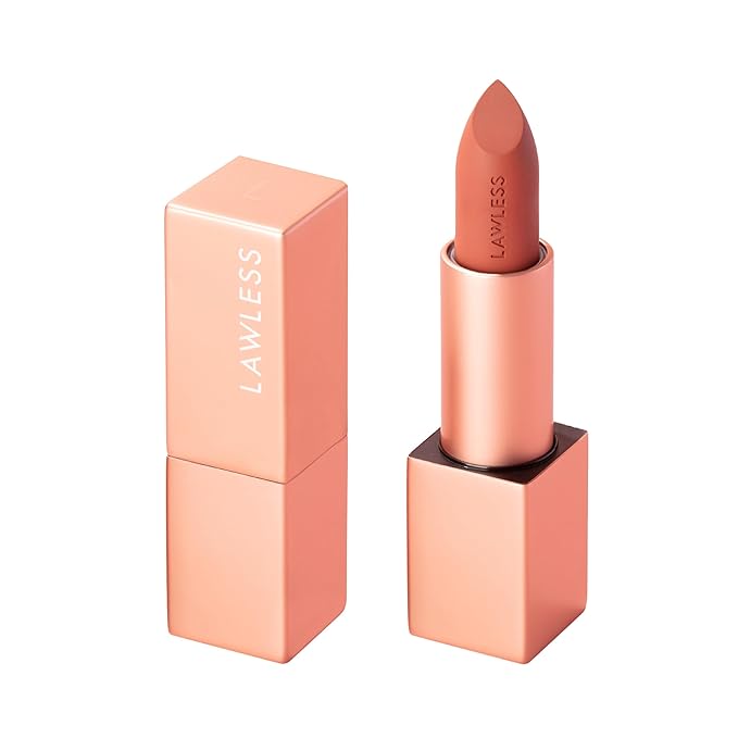 Lawless Women's Forget the Filler Lip-Plumping Line-Smoothing Satin Cream Lipstick, Cookie, Red, 0.1 Ounce