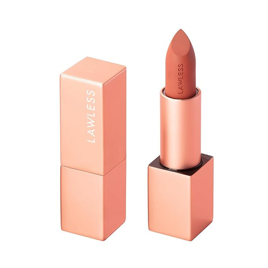 Lawless Women's Forget the Filler Lip-Plumping Line-Smoothing Satin Cream Lipstick, Cookie, Red, 0.1 Ounce
