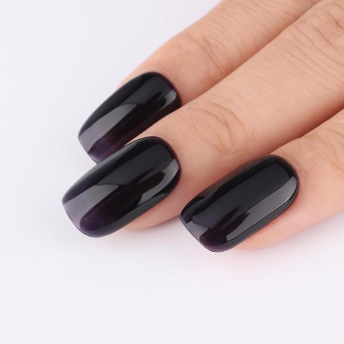 Midnight Dark Purple Gel Nail Polish - 15ml Purple Black Jelly Gel Polish, Sheer Translucent Color, Chip-Resistant Lasts 28+ Days,Gift for Women Girls Friends Nail Art Enthusiast