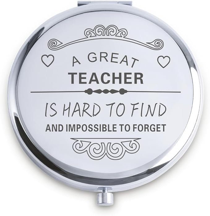 QUSTGO Teacher Appreciation Gifts for Women, Thank You Gifts for Teacher, Personalized Compact Mirror, Goodie Bag & Basket Stuffers for Valentines Day