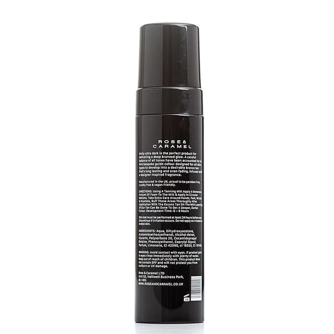 Rose & Caramel Unity Unisex Bronze Self Tanner Mousse Ultra Dark 6.76 Fl Oz (200ml)