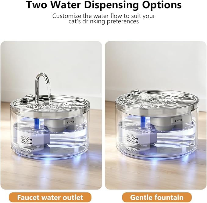 WEPIOU 95oz/2.8L Glass Cat Water Fountain, Multi-Stage Filter, Ultra-Quiet | Automatic Glass Pet Water Fountain, Scientific Gold Capacity for 1-2 Cats, Borosilicate Glass Waterer to Reduce Feline Acne