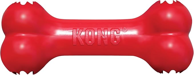 KONG Goodie Bone, Natural Rubber Treat-Dispensing Toy, Red, for Medium Dogs | Classic KONG Durable Natural Rubber Bone with Goodie Grippers That Hold Treats & Support Mental Engagement