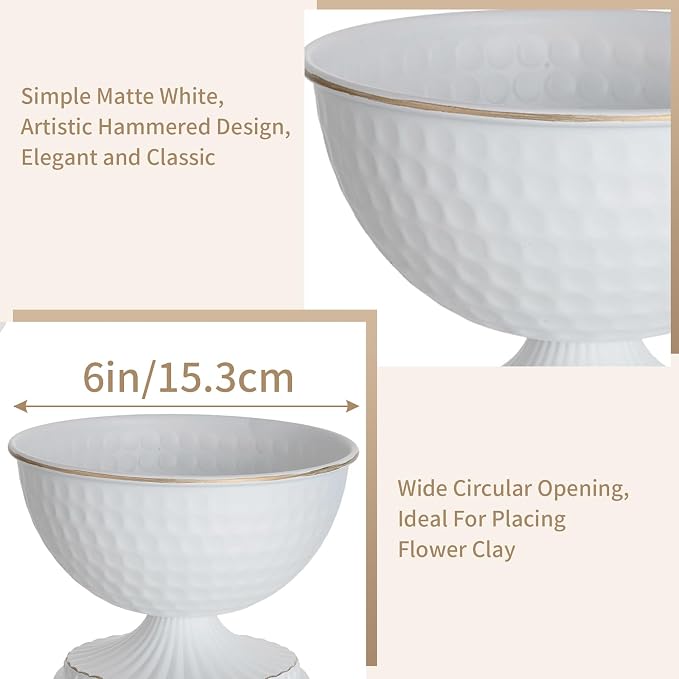 Sziqiqi White Urn Vase for Wedding, Compote Vase for Table, 4.3in, 10Pcs | Tall Floral Holder for Centerpiece Pedestal Bowl Pot, Flower Arrangements for Wedding, Party, Birthday, Event, Reception