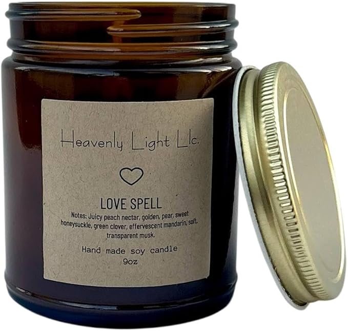 Heavenly Light LLC Love Spell 100% Non-Toxic 9 oz Scented Soy Wax Candles