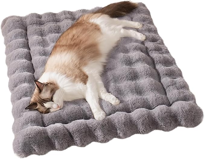 SOMAHE Soft Plush Cat Bed Mat, Machine Washable, Small 23x15 Dark Grey | Machine Washable + Non-Slip Paw Bottom: soft cat mat stays fluffy and steadier on floors, couches, and cat trees.