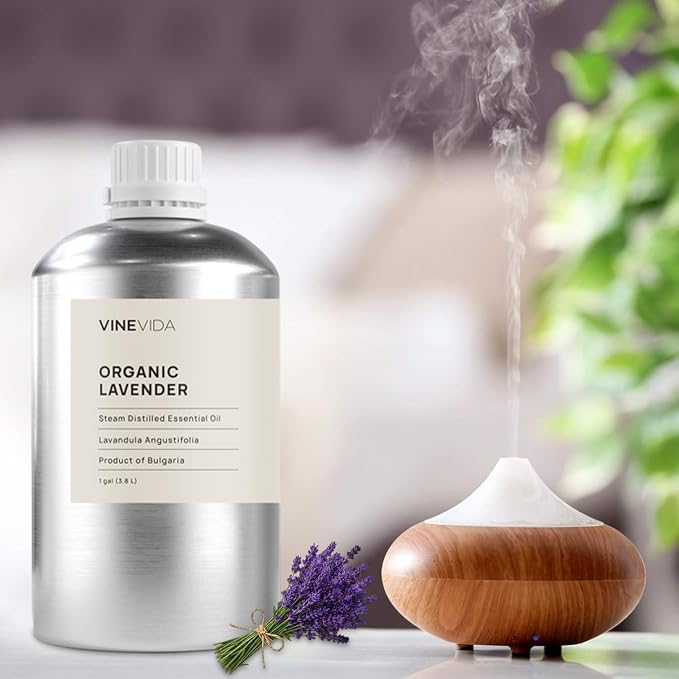 VINEVIDA Organic Lavender Essential Oil - Gallon Organic Lavender Oil Undiluted - Bulk Gallon Essential Oil for Soap Making