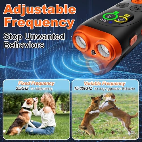 Dog Bark Deterrent Device,3X Ultrasonic Anti Barking Device for Dogs with Color LCD Screen,7 Modes 35FT Range Bark Control Indoor Outdoor Correct Bad Behavior,Safe&Humane Dog Training