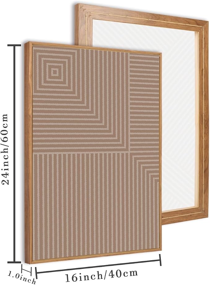ANHUIB Neutral Abstract Modern Canvas Wall Art Set of 3 Framed Black and White Beige Wall Decor Boho Minimalist Artwork for Walls Geometric Line Painting for Living Room Bedroom Office 16x24 Inch