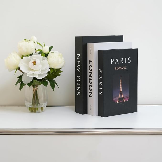 Decorative Faux Books Set of 3 for Home Decor, Fake Book Storage Boxes with Magnetic Closure, Modern Coffee Table Decorative Books for Living Room, Shelf, Office, Hidden Storage Organizer