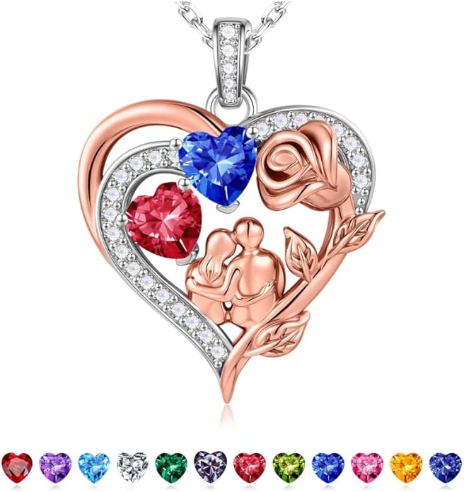 Iefil Valentines Day Gifts for Her - 925 Sterling Silver Birthstone Necklace for Women, Anniversary Birthday Gifts for Wife Girlfriend Mom