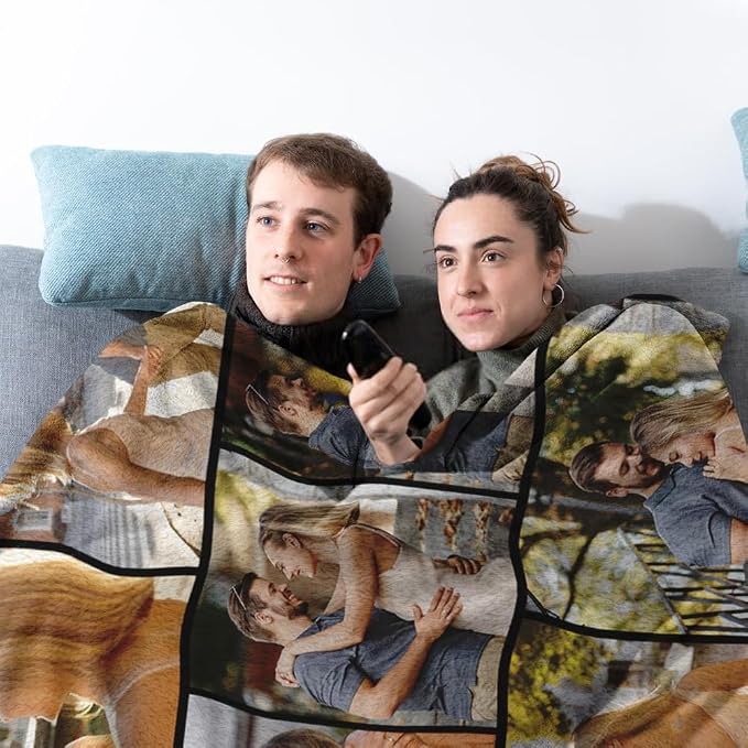 Ships Next Day, Custom Sherpa Fleece Blanket with Photos Text Soft Warm Custom Blanket Personalized Couples Gifts for Boyfriend Girlfriend Customized Picture Blanket Gifts for Christmas Valentines Day