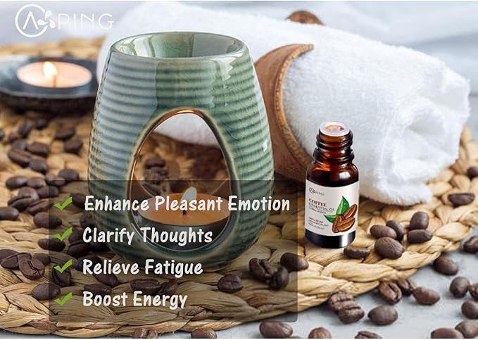 Coffee & Coconut Essential Oils - 100% Pure Organic Natural Plant Oils for Diffuser, Aroma, Spa, Massage, Yoga, Perfume, 2x10ML