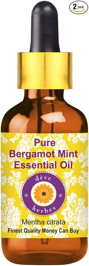 Deve Herbes Pure Bergamot Mint Essential Oil (Mentha citrata) with Glass Dropper Steam Distilled 30ml (1 oz)
