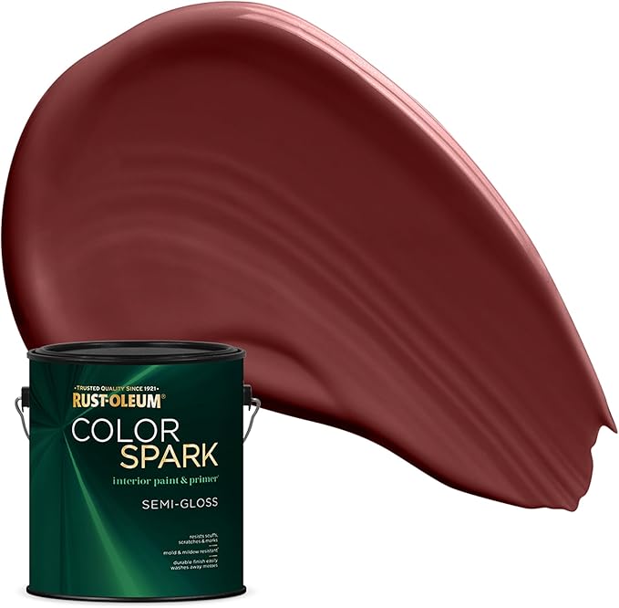 Rust-Oleum Color Spark Interior Paint and Primer in One, Semi-Gloss, Mulled Wine, 1 Gallon