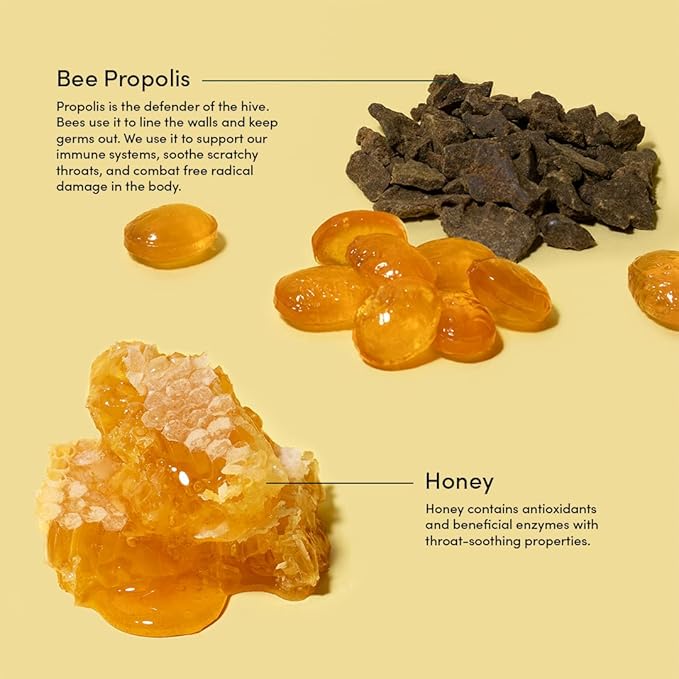 Beekeeper's Naturals Soothing Honey Cough Drops - Immune Support with Vitamin D, Zinc and Propolis Throat Soothing Lozenges, 24 Ct
