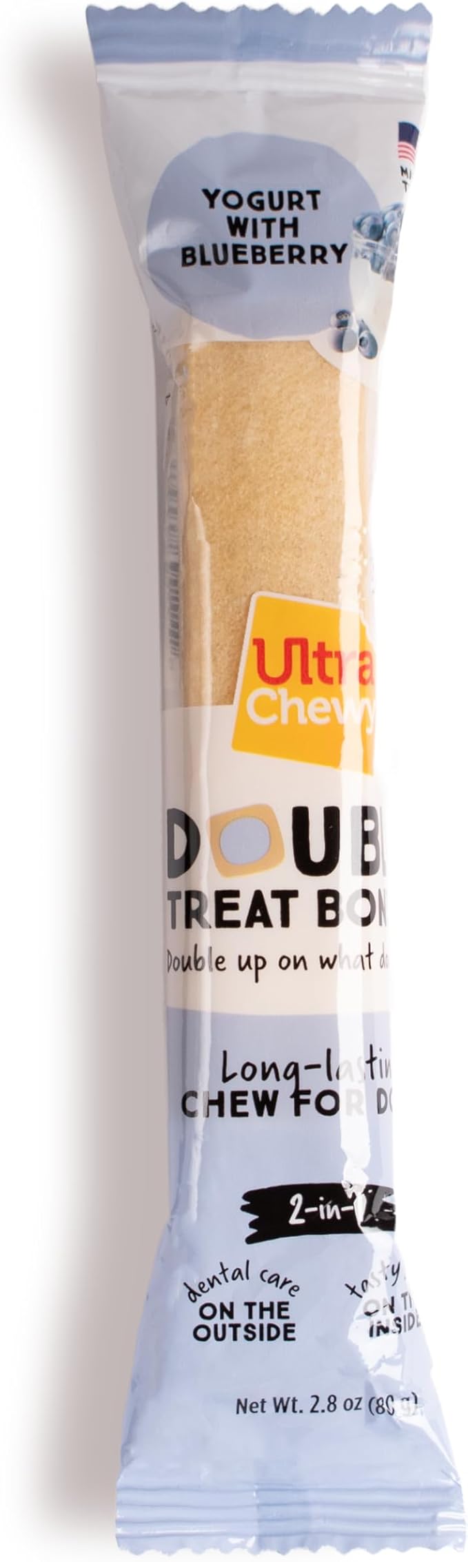 Ultra Chewy Yogurt Double Treat Bones, Strawberry Blueberry Banana | Long-Lasting, Made in USA, Large and Small Breeds, Highly Digestible, 2 Packs
