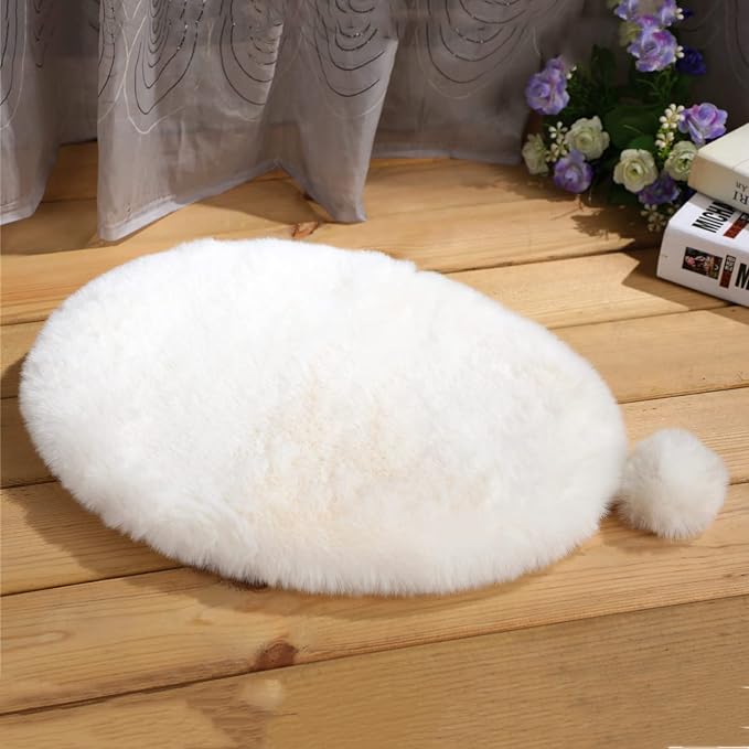 SHENGOCASE 2-Pack Oval 11" x 15" Faux Rabbit Fur Cat Condo Replacement Cushion. Cat Dog Bed Cushion Pad Mat, Pad for Window Perch Tree Tower, Carrier Cage Crate Kennel Furniture