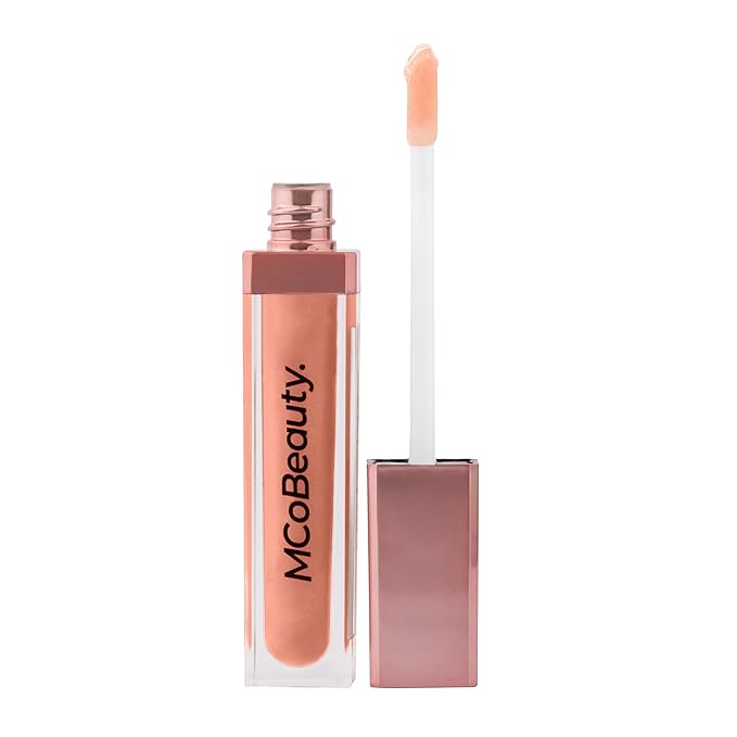 MCoBeauty - Lip Lights Shine Gloss - Nude Lip Gloss - High Shine Glass-Like Finish with Built-In LED Light & Mirror - Moisturizing Lightweight - Face Makeup