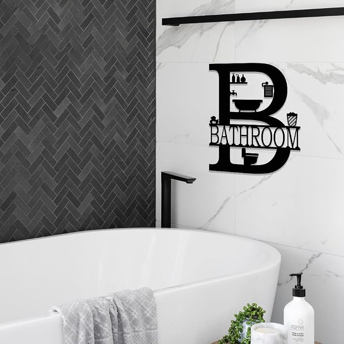 XORT Farmhouse Vintage Funny Metal Bathroom Wall Plaque Art | Modern Home Hanging Metal Bath Decor, Ideal Wall Ornament for Restroom Decoration
