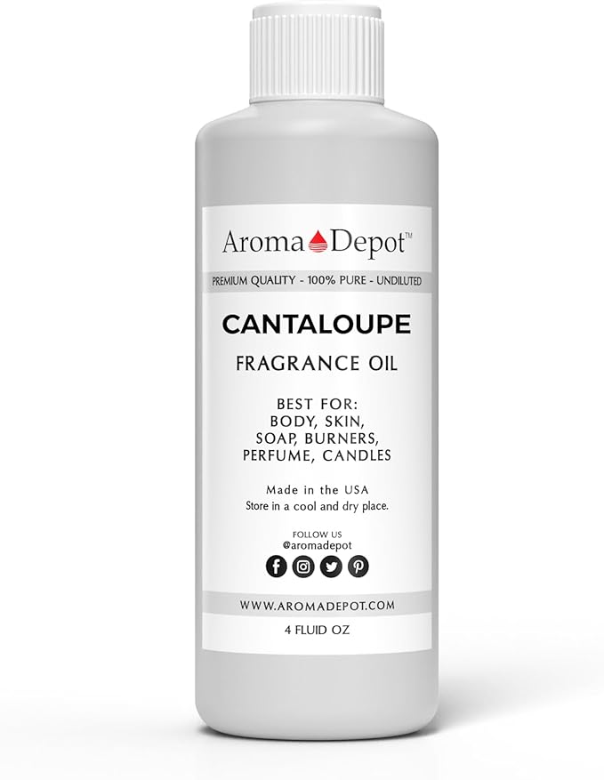 Aroma Depot Cantaloupe 4oz Fragrance Oil I Perfume I Skin Oil I Scented Oil. DIY Projects Such as Candles, Bath Bombs, Body Butters, Creams & Lotions. Few Drops in The Diffuser, Burners, or Warmers.
