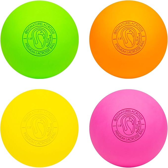 Signature Lacrosse Ball Set - Packs of 2, 4, 8, 12, and 100 - No Chemical Smell Massage Balls, Myofascial Release Tools, Back Roller, Muscle Knot Remover