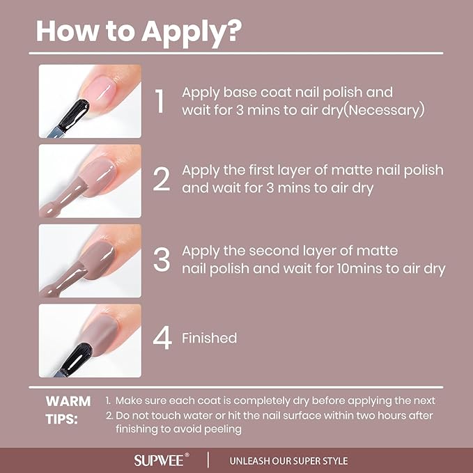 Matte Nail Polish Quick Dry Brown Nail Polish Non Gel, Fast Drying Fingernail Polishes Air Drying Lacquer, Fall Finger, Manicure, Chip Resistant, Vegan, Fast Drying, Streak, Long Lasting
