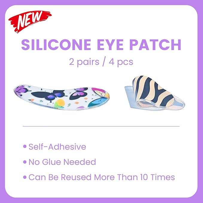 PERMANIA Under Eye Patch Silicone for Lash Lift & Lash Extensions Remover, Cute Cartoon Reusable and Soft Makeup Beauty Tools (4 pcs)